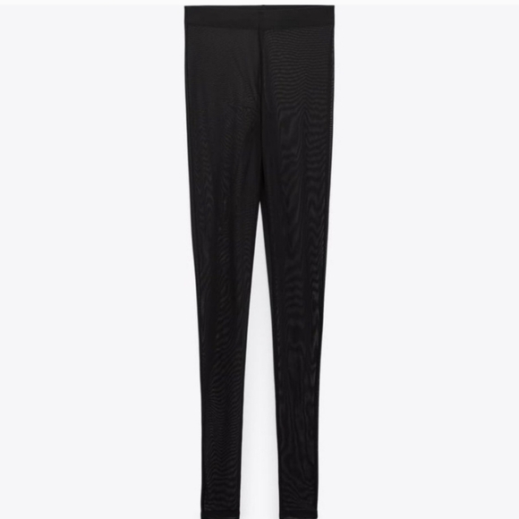New Zara Elastic High-Waist Unlined Tulle Mesh Black Leggings NWOT Small - Picture 5 of 7